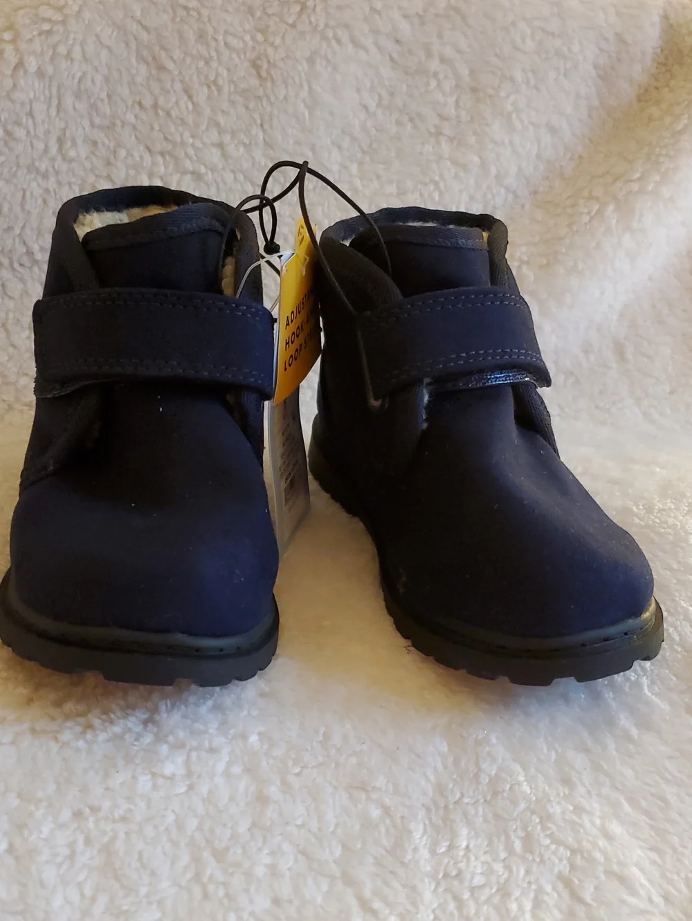 Cat & Jack Navy Magnus Toddler Boots Faux Sherpa Lined Hook & Loop Size 6 NWT